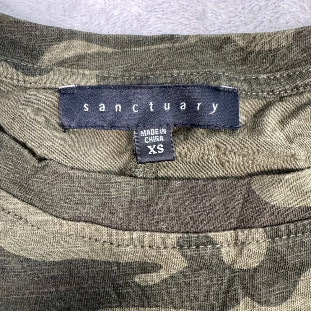 Sanctuary Women Camo Cold Shoulder Long Sleeve T Shirt Top Size XS_3